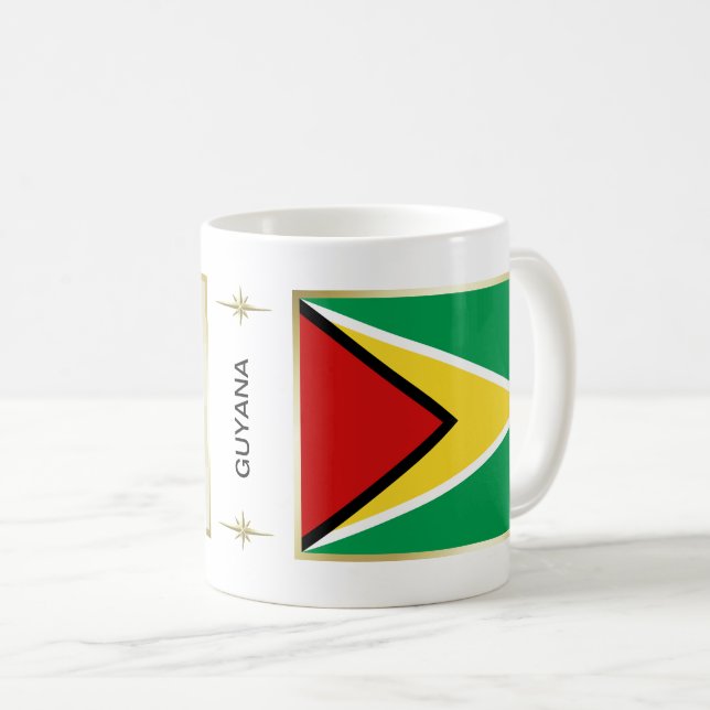 Taza De Café Bandera de Guyana + taquilla de mapa (Anverso derecho)