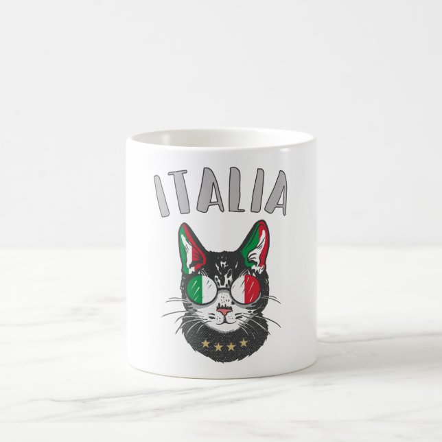 Taza De Café Bandera de hincha italiana de mascota de gato de f (Centro)