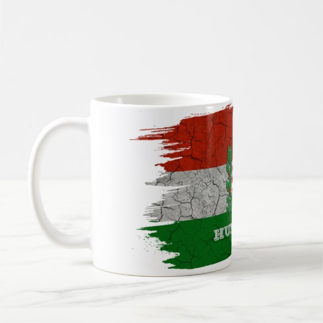 Taza De Café Bandera de Hungría agrietada peluca (Izquierda)
