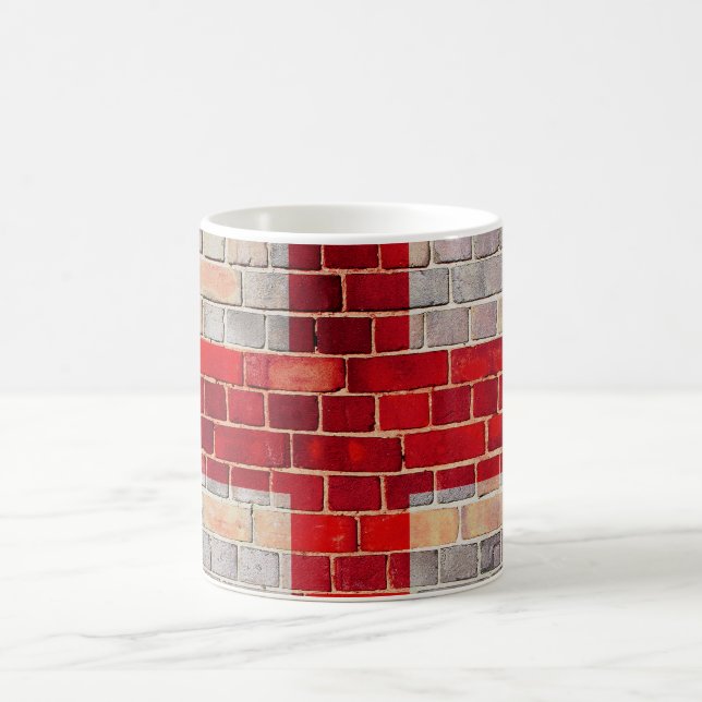 Taza De Café Bandera de Inglaterra en una pared de ladrillo (Centro)