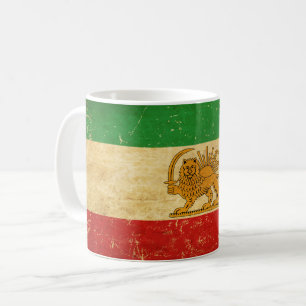 Taza De Café Bandera de Irán León y Sol Bandera del Shah de Irá