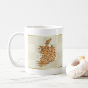 Taza De Café Bandera de Irlanda + Mapa Mug