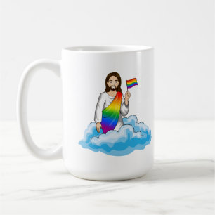 Taza De Café Bandera de Jesús Arcoíris