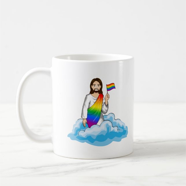 Taza De Café Bandera de Jesús Arcoíris (Izquierda)