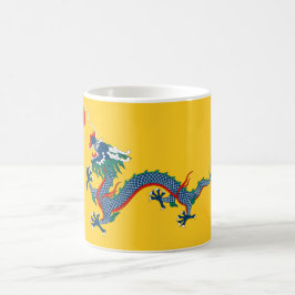 Taza De Café Bandera de la dinastía Qing china (dragón chino) (