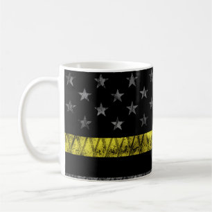 Taza De Café Bandera de la línea amarilla delgada de Dispatche