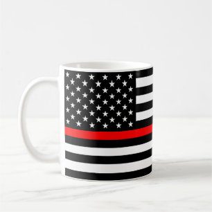 Taza De Café Bandera de la Línea Roja Fina (Estados Unidos)