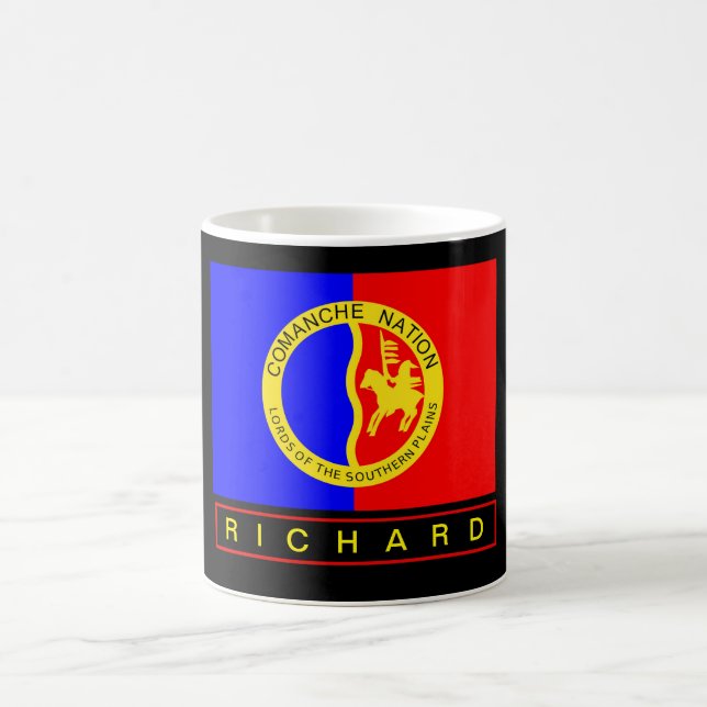 Taza De Café Bandera de la Nación Comanche Nativa Estadounidens (Centro)