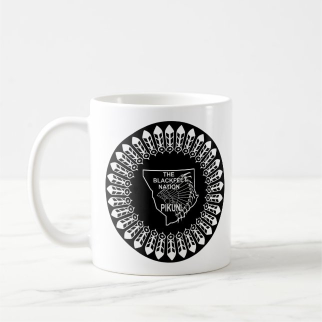 Taza De Café Bandera de la nación de los pies negros (Izquierda)