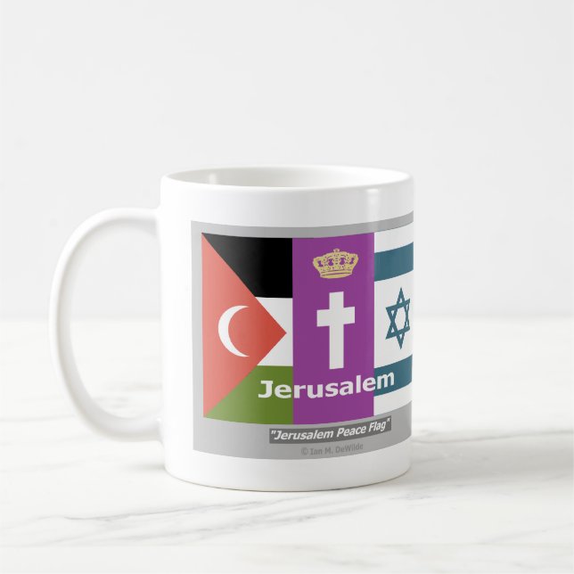 Taza De Café Bandera de la Paz de Jerusalén - Revisada (Izquierda)