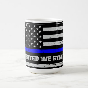 Taza De Café Bandera de la policía de línea azul