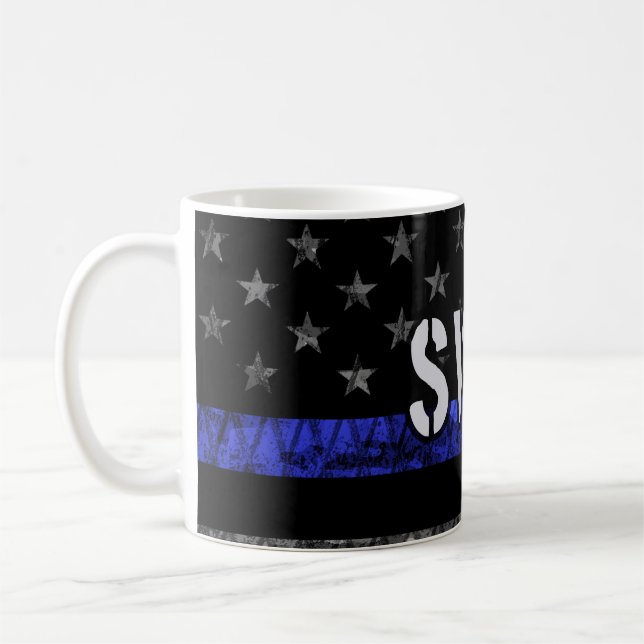 Taza De Café Bandera de la policía de SWAT con problemas (Izquierda)