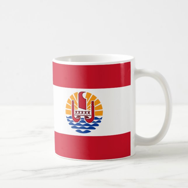 Taza De Café Bandera de la Polinesia Francesa Cerámica Café Mug (Derecha)