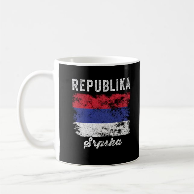 Taza De Café Bandera de la República Srpska con problemas (Izquierda)