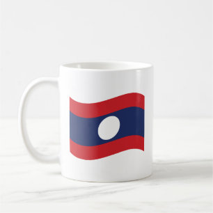 Taza De Café Bandera de Laos Ondeando