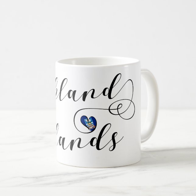 Taza De Café Bandera de las Islas Malvinas del Corazón, Islas M (Anverso derecho)