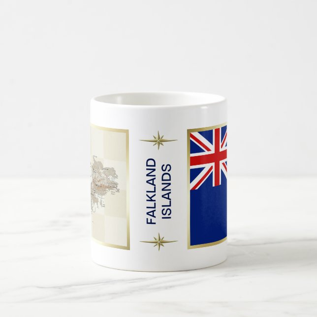 Taza De Café Bandera de las Islas Malvinas + Mapa (Centro)