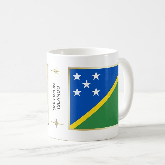 Taza De Café Bandera de las Islas Salomón + Mapa Mug (Anverso derecho)