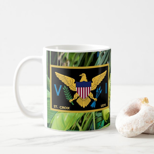 Taza De Café Bandera de las Islas Vírgenes de los Estados Unido (Con donut)