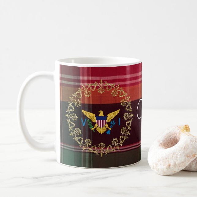 Taza De Café Bandera de las Islas Vírgenes Estadounidenses Madr (Con donut)