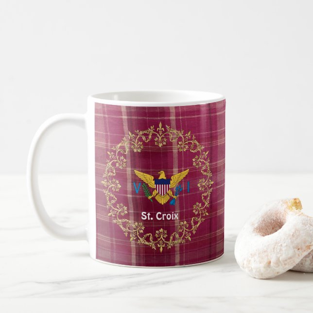 Taza De Café Bandera de las Islas Vírgenes Santa Cruz de Madrás (Con donut)