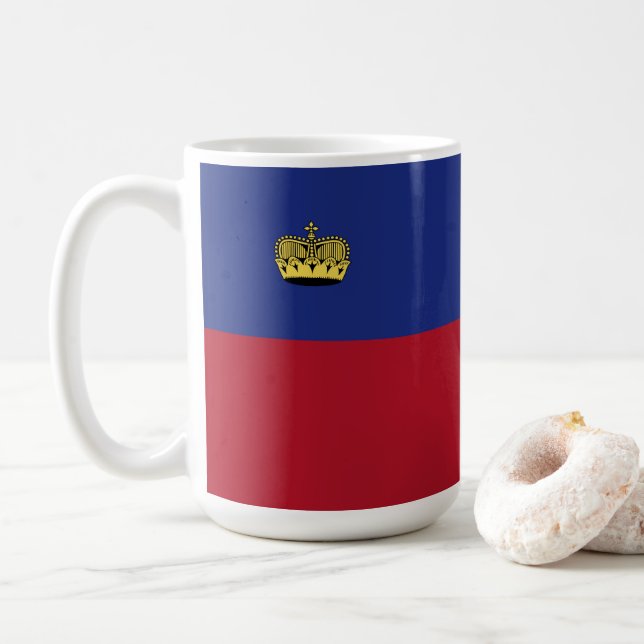 Taza De Café Bandera de Liechtenstein (Con donut)