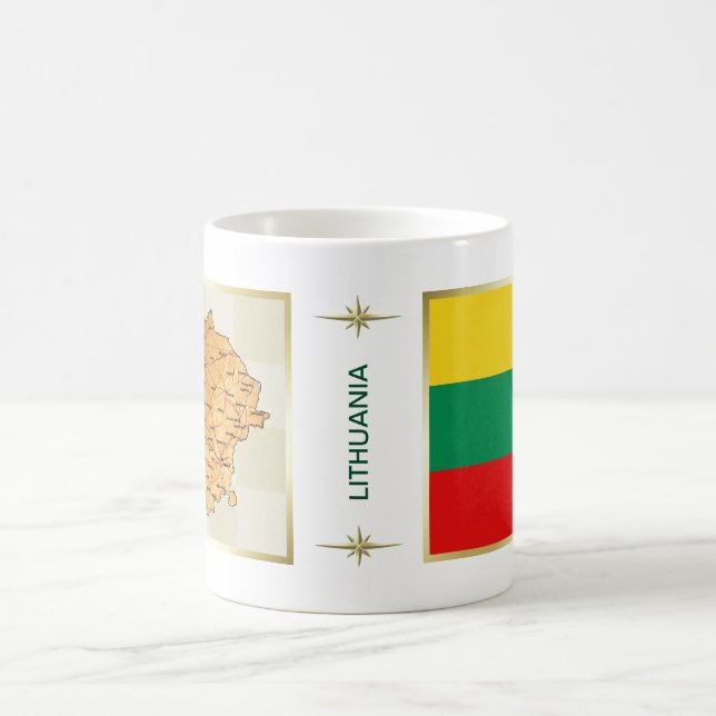 Taza De Café Bandera de Lituania + Mapa Mug (Centro)