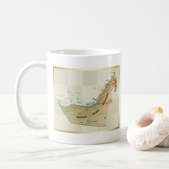 Taza De Café Bandera de los EAU + Mapa Mug (Con donut)