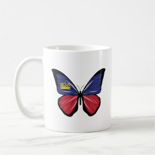 Taza De Café Bandera de mariposa de Liechtenstein
