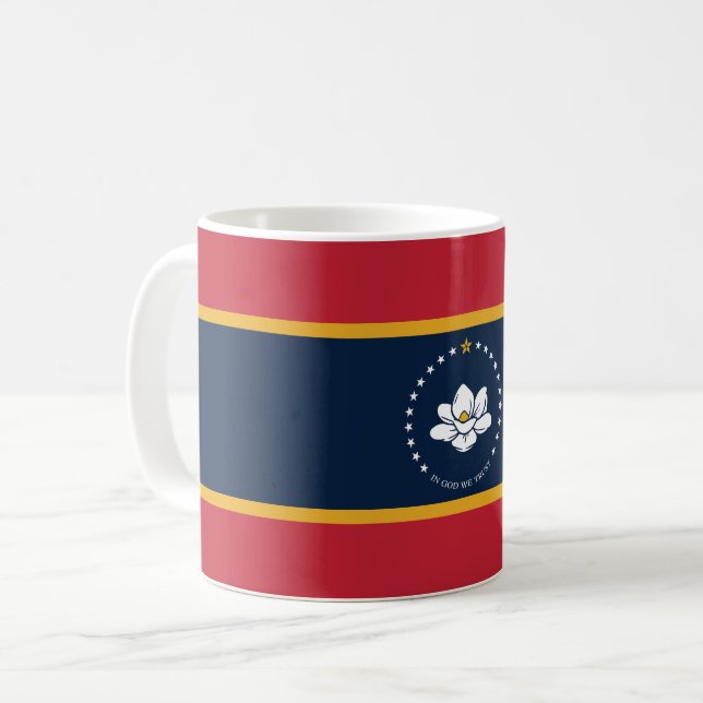 Taza De Café Bandera de Misisipi - Nueva Bandera de Magnolia (Anverso izquierdo)