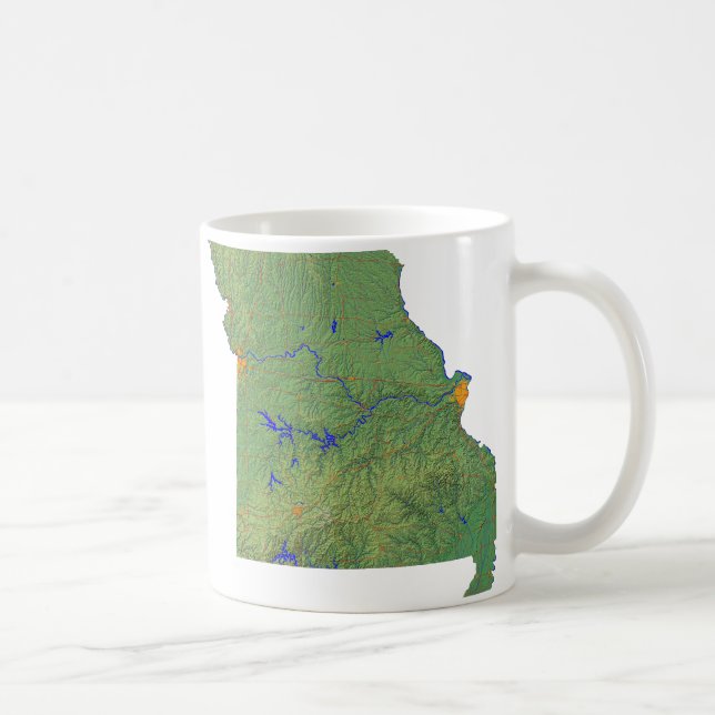 Taza De Café Bandera de Misuria + Mapa Mug (Derecha)