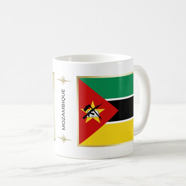 Taza De Café Bandera de Mozambique + mapa de mapas (Anverso derecho)