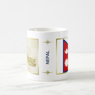 Taza De Café Bandera de Nepal + mapa de mapas