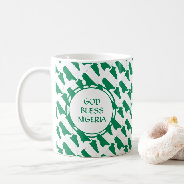 Taza De Café Bandera de NIGERIA Personalizado patriótico Monogr (Con donut)