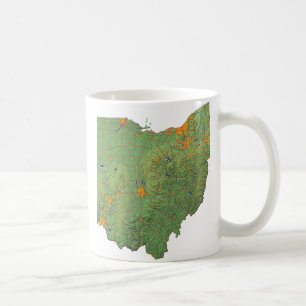 Taza De Café Bandera de Ohio + Mapa Mug
