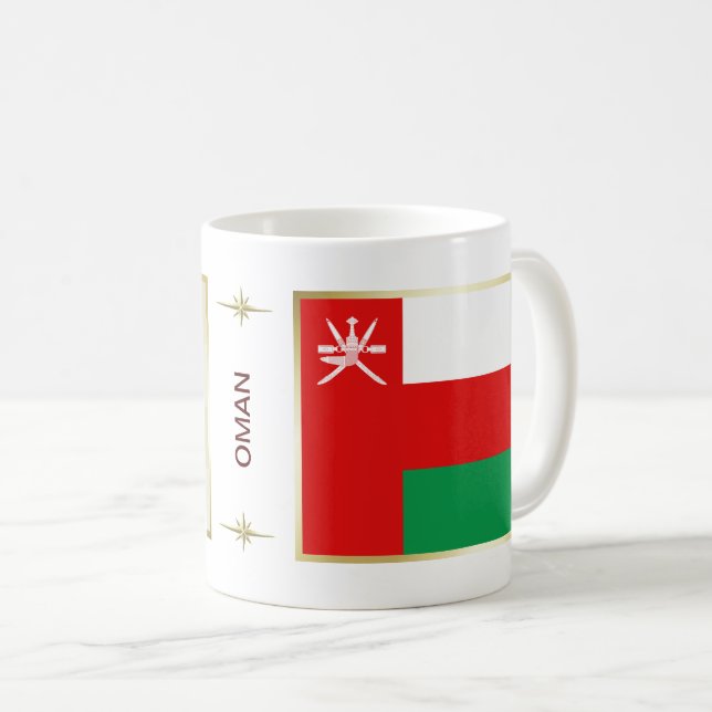 Taza De Café Bandera de Omán + Mapa Mug (Anverso derecho)