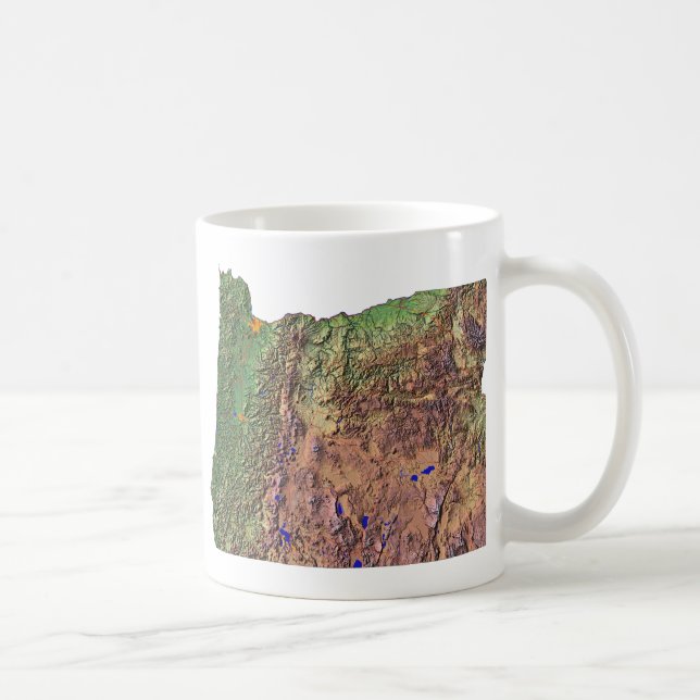 Taza De Café Bandera de Oregón + Mapa Mug (Derecha)