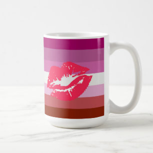 Taza De Café Bandera de orgullo lesbiana de labial