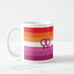 Taza De Café Bandera de orgullo lésbico WLW (Atardecer)