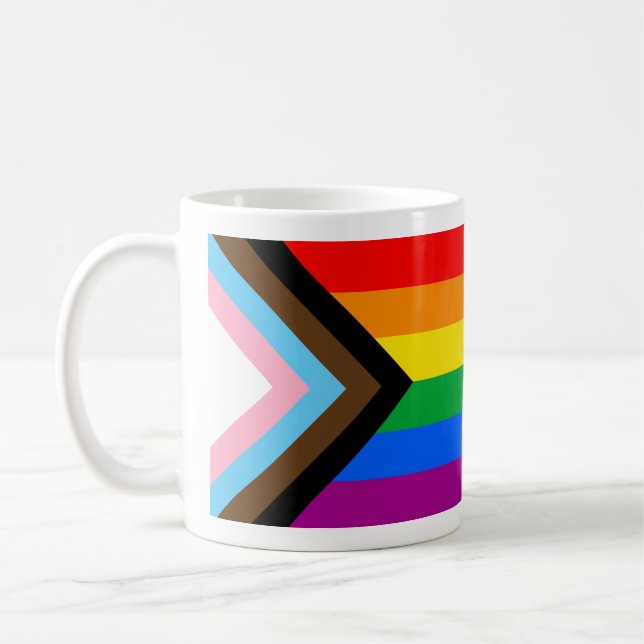 Taza De Café Bandera de Orgullo Progresista LGBTQ+ (Izquierda)
