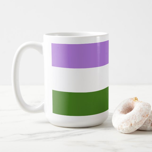 Taza De Café Bandera de Orgullo Queer (Con donut)