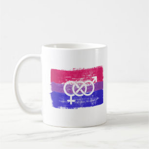 TAZA DE CAFÉ BANDERA DE ORGULLO SÍMBOLO BISEXUAL PINTADA