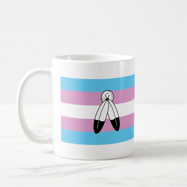 Taza De Café Bandera de orgullo trans de dos espíritus (Izquierda)