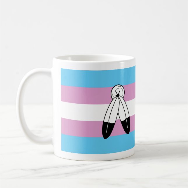 Taza De Café Bandera de orgullo trans de dos espíritus (Izquierda)