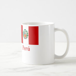Taza De Café Bandera de Perú con nombre en español