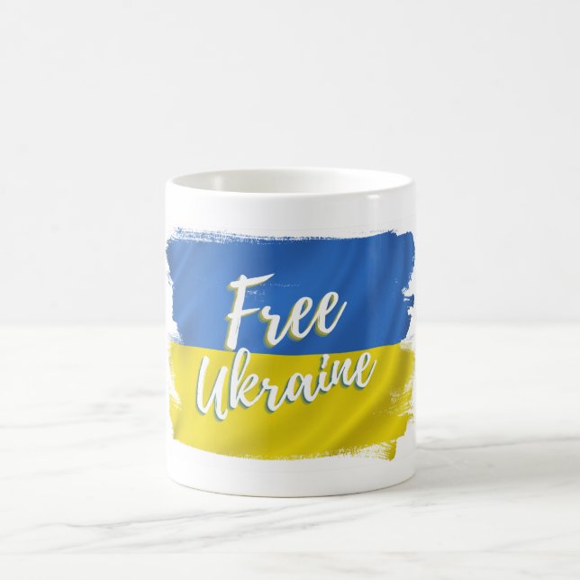 Taza De Café Bandera de pincel de Ucrania libre (Centro)