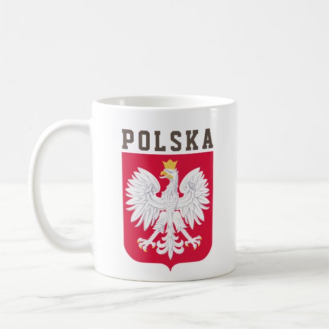 Taza De Café Bandera de Polonia (con escudo de armas) (Izquierda)