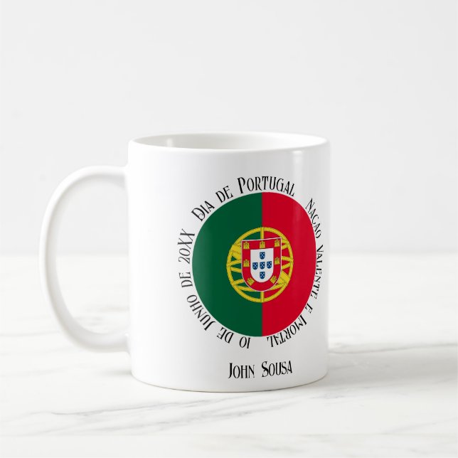 Taza De Café Bandera de Portugal para el Día de Portugal (Izquierda)