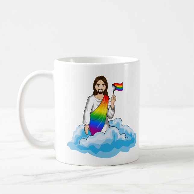 Taza De Café Bandera de progreso de Jesús Arcoíris (Izquierda)