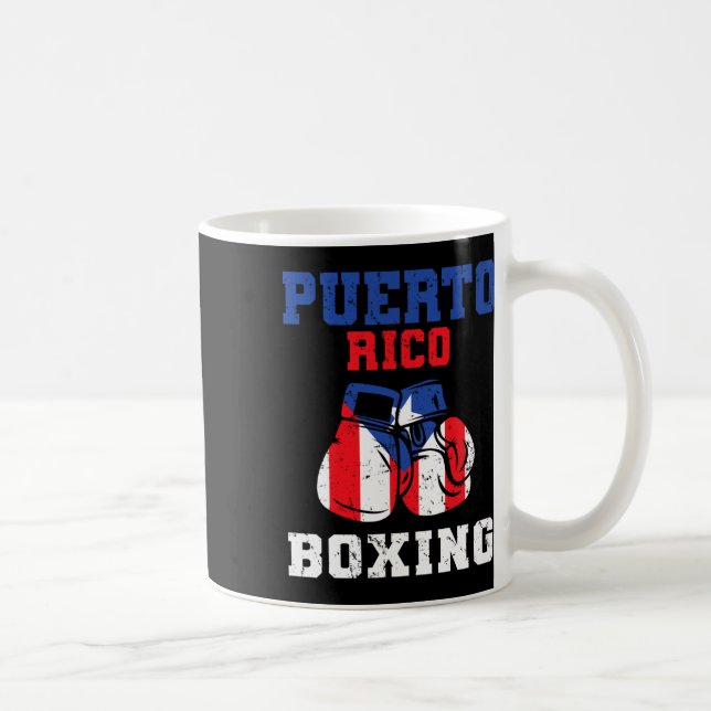 Taza De Café Bandera de Puerto Rico Boxeo Guantes de boxeo (Derecha)